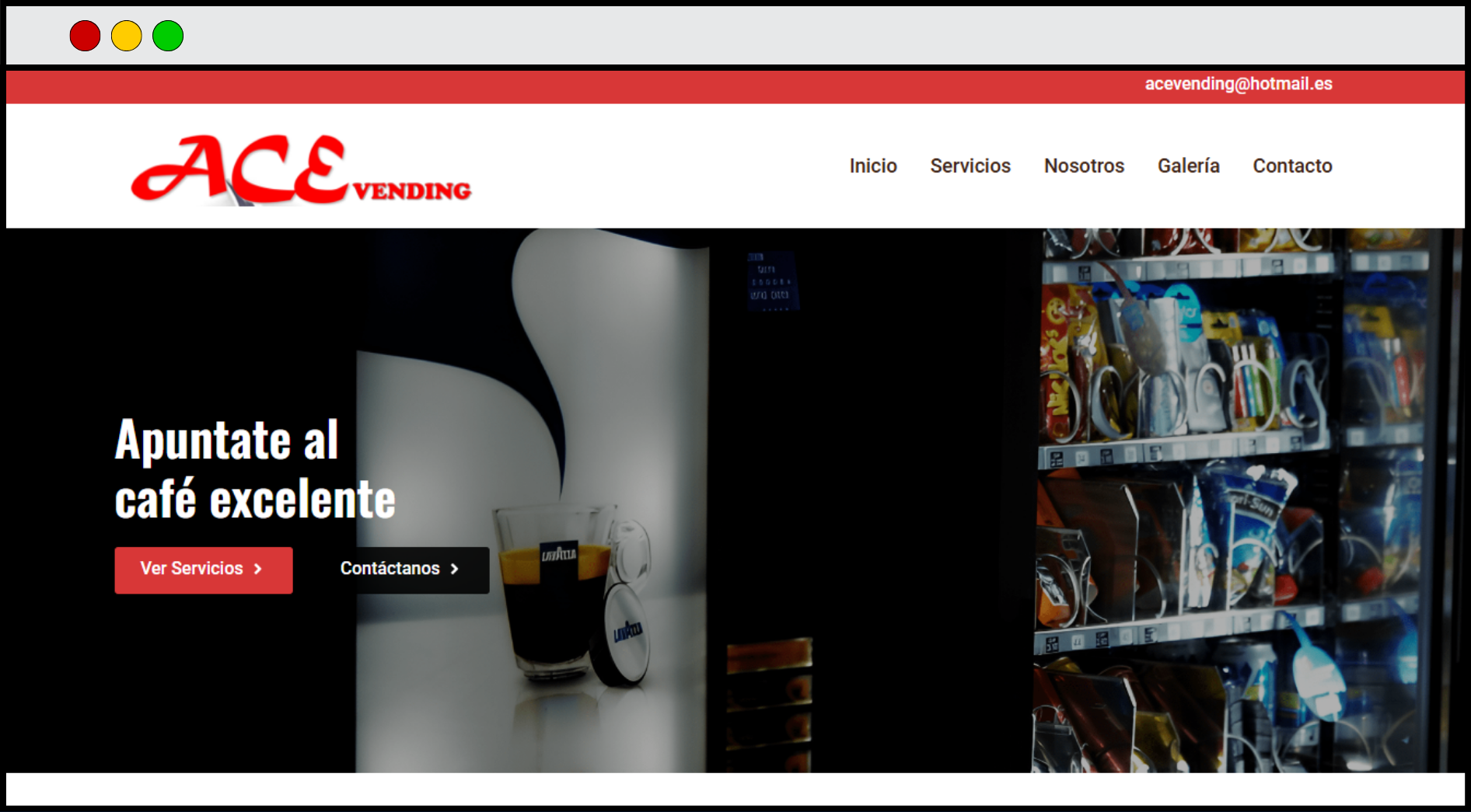 Portada de Página Web de Acevending